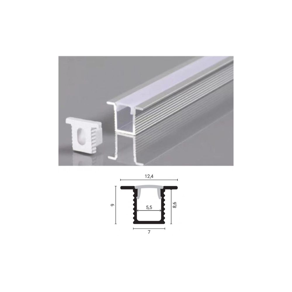 5141b ALUMINIJUMSKI PROFIL ZA LED TRAKE UGRADNI 2M