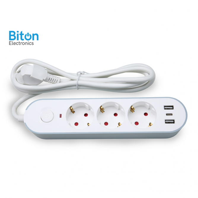 PRENOSNA PRIKLJUCNICA 3/3met, 2 USB, TIP C