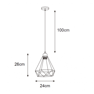 RUSTIK 141 VISILICA 1*E27 CRNA