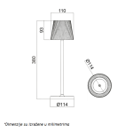 STONA LAMPA PUNJIVA T16011 3W 3000K IP54 CRNA