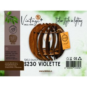VINTAGE VIOLETTE S230 STONA LAMPA 1*E14 (O 230 mm, h-220 mm) - SKU01217